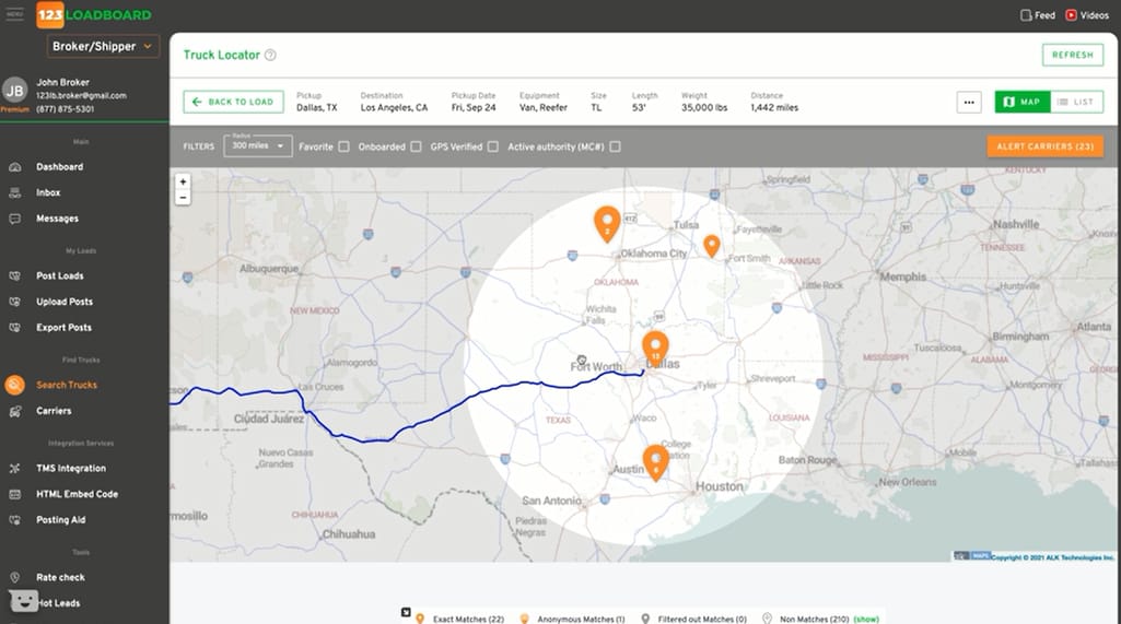 truck search map view