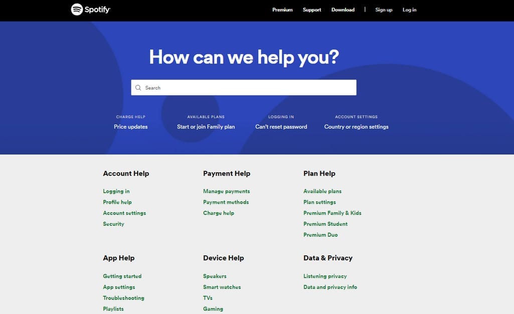 Spotify online help desk