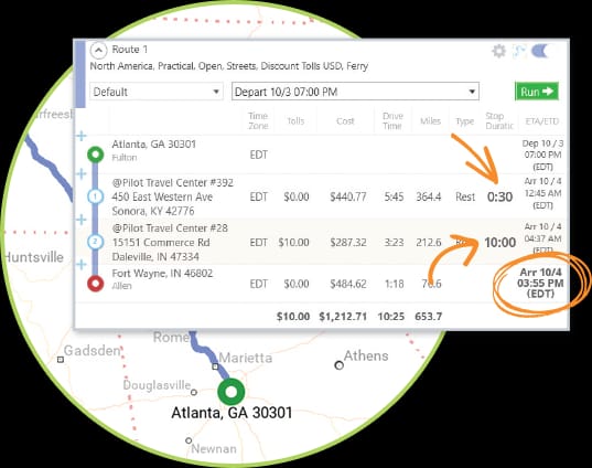 Route planning data