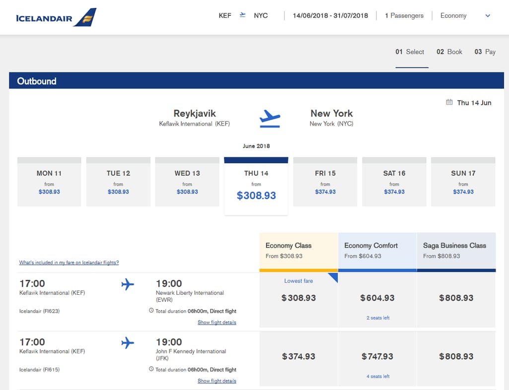 slider flex search at Icelandair