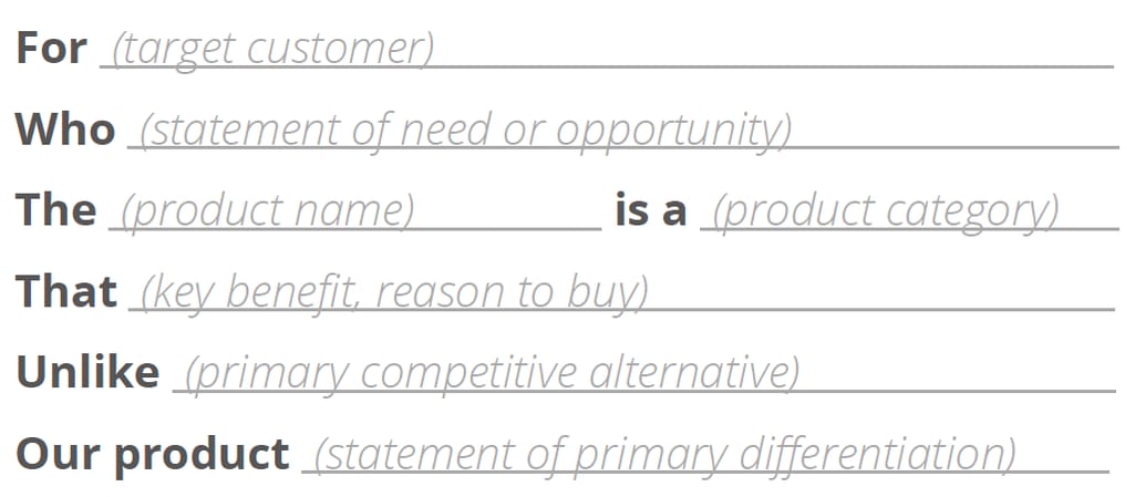product vision template