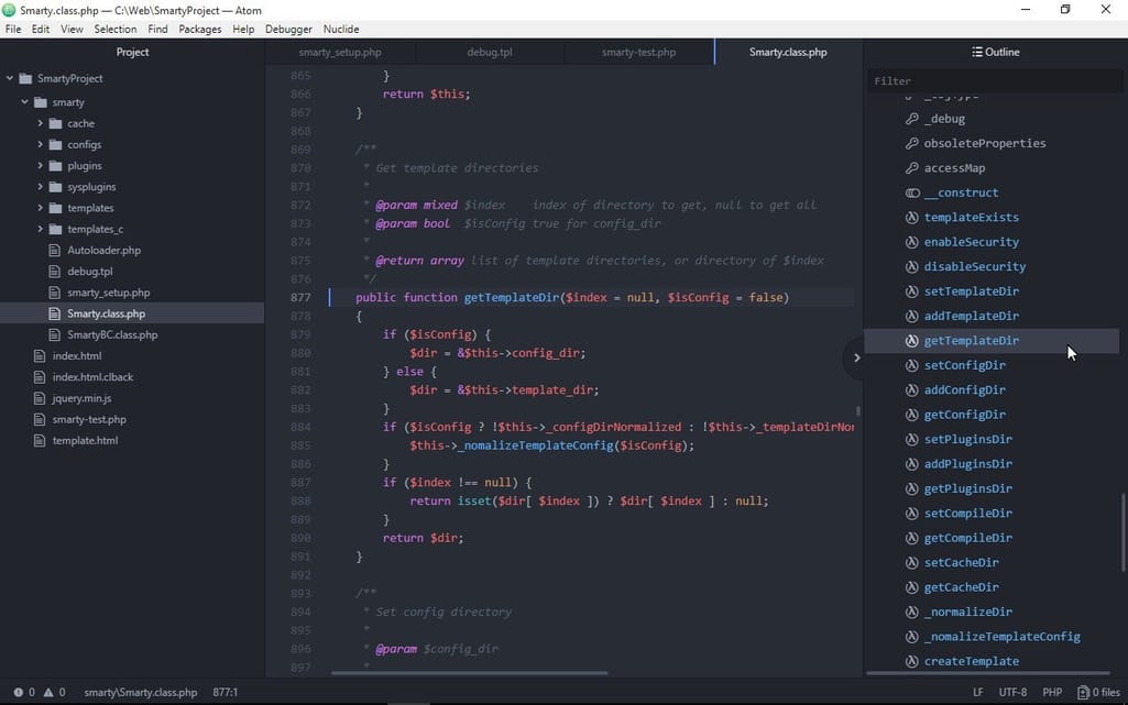 After applying these actions, Atom gets a more functional appearance