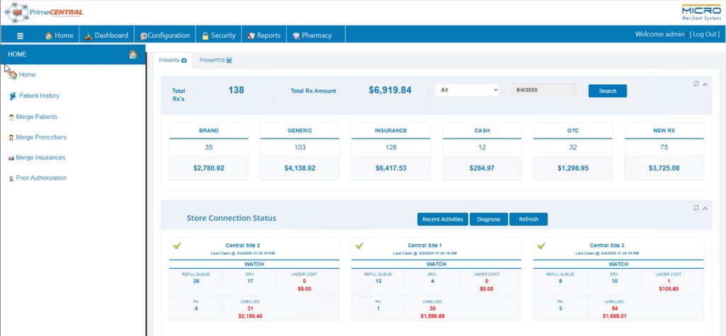 PrimeCENTRAL interface