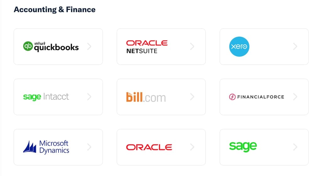 A line-up of accounting integrations for Expensify