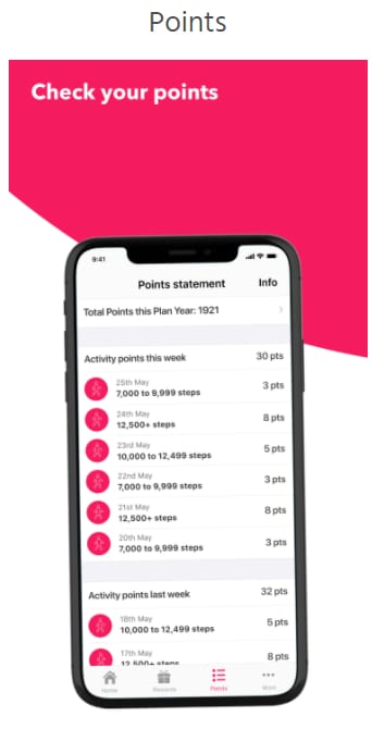 Vitality rewards users with points\\n