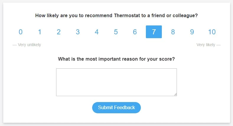 Example of an NPS popup provided by Thermostat
