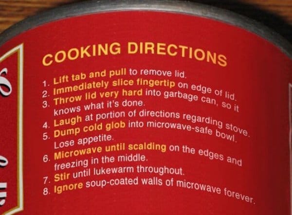 funny soup cooking directions