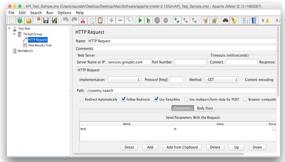 Using jMeter for testing