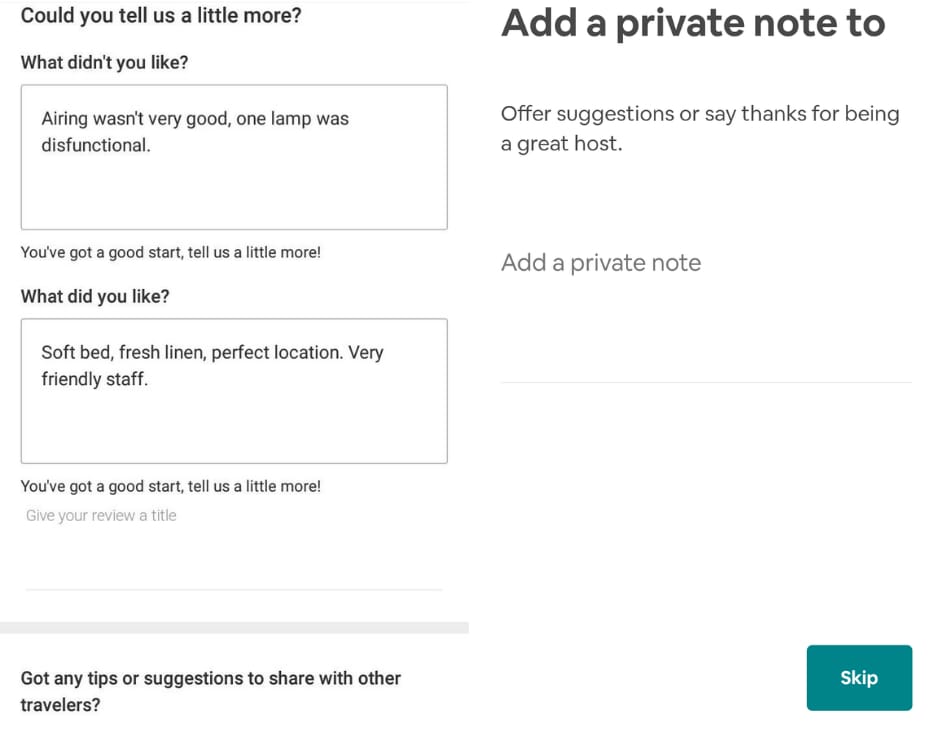 Booking.com and Airbnb open-ended questions