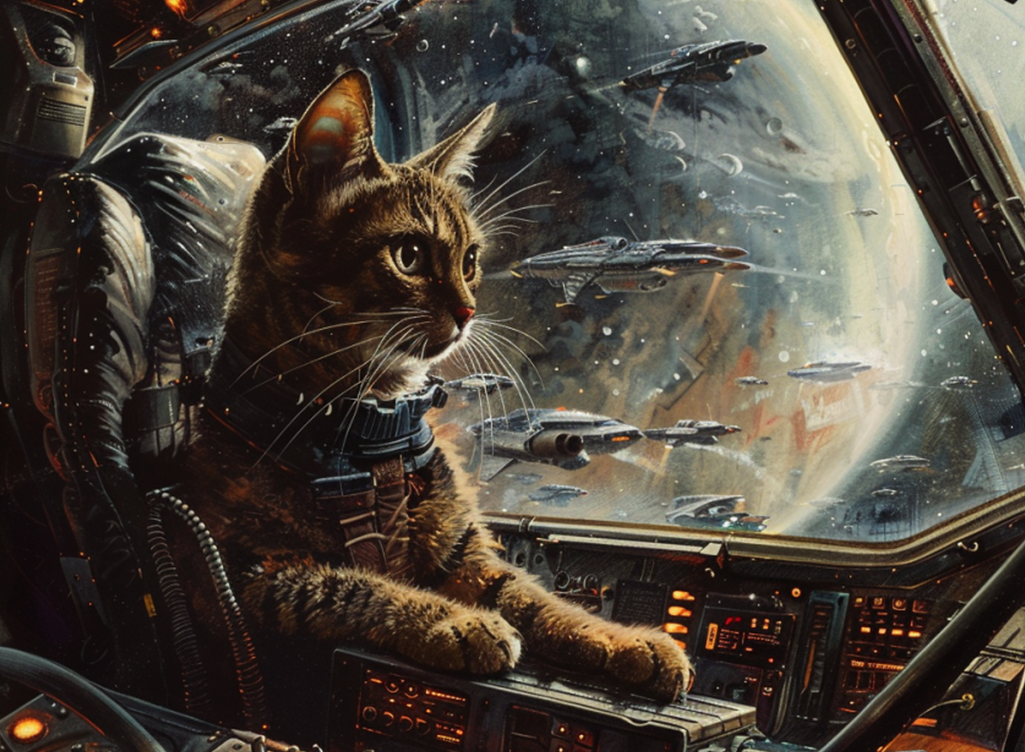 cat in a spacecraft