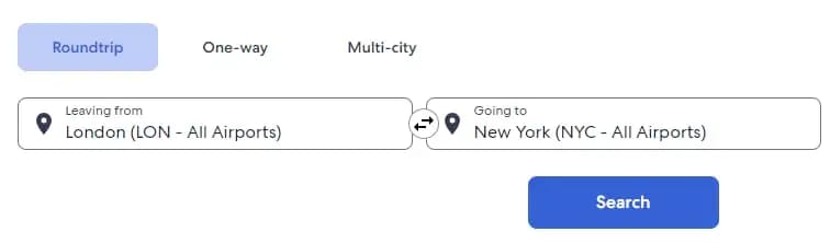 Expedia flight search via metropolitan area identifiers