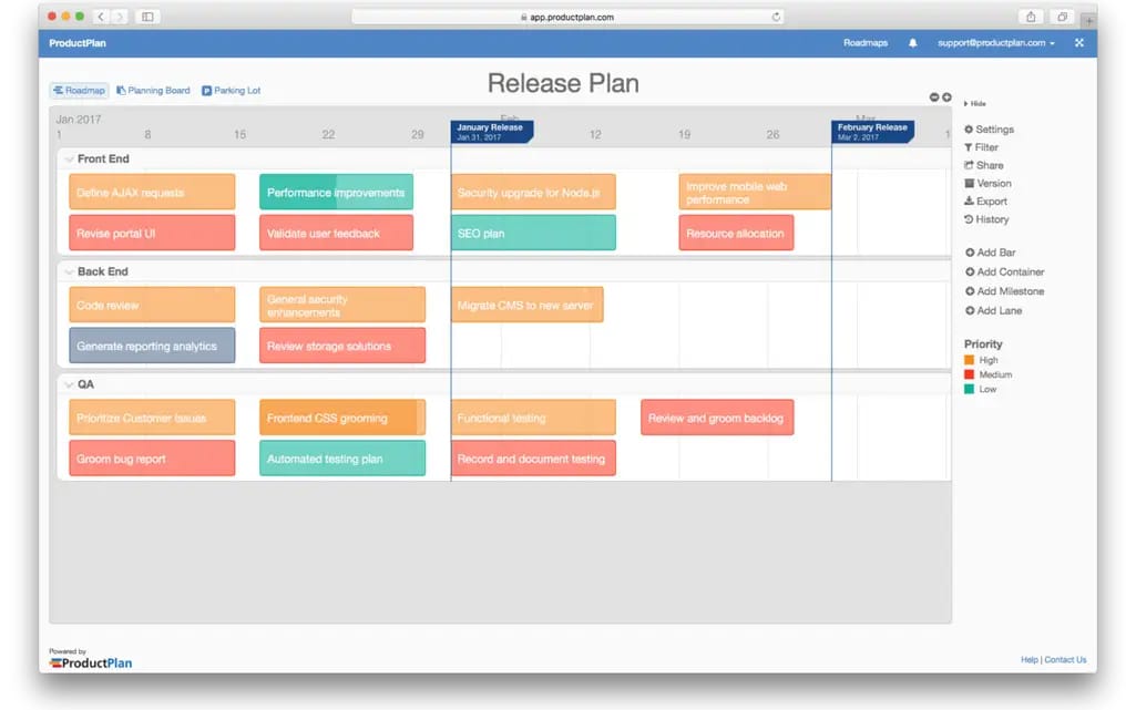 Release plan example