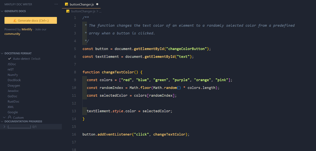 Comments auto-generated by the Mintlify Doc Writer VSCode extension.