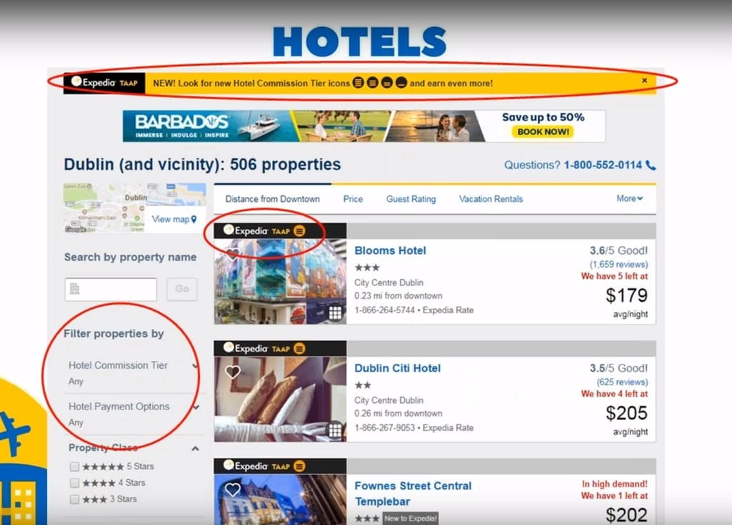 Expedia TAAP interface. Source: Evolution Travel