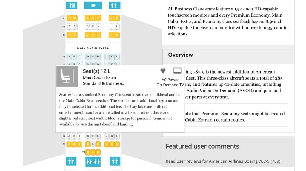 The very detailed seat maps on SeatGuru