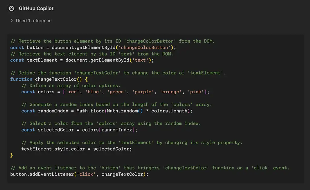 Code documentation with GitHub Copilot