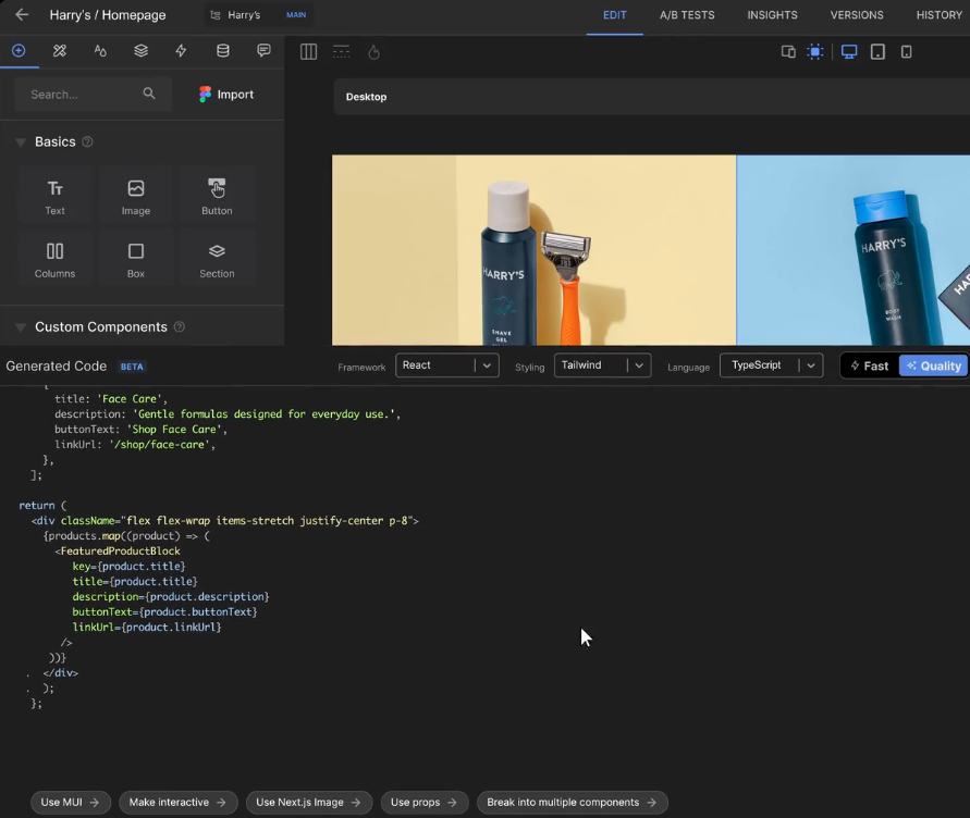 Code generated from Figma design