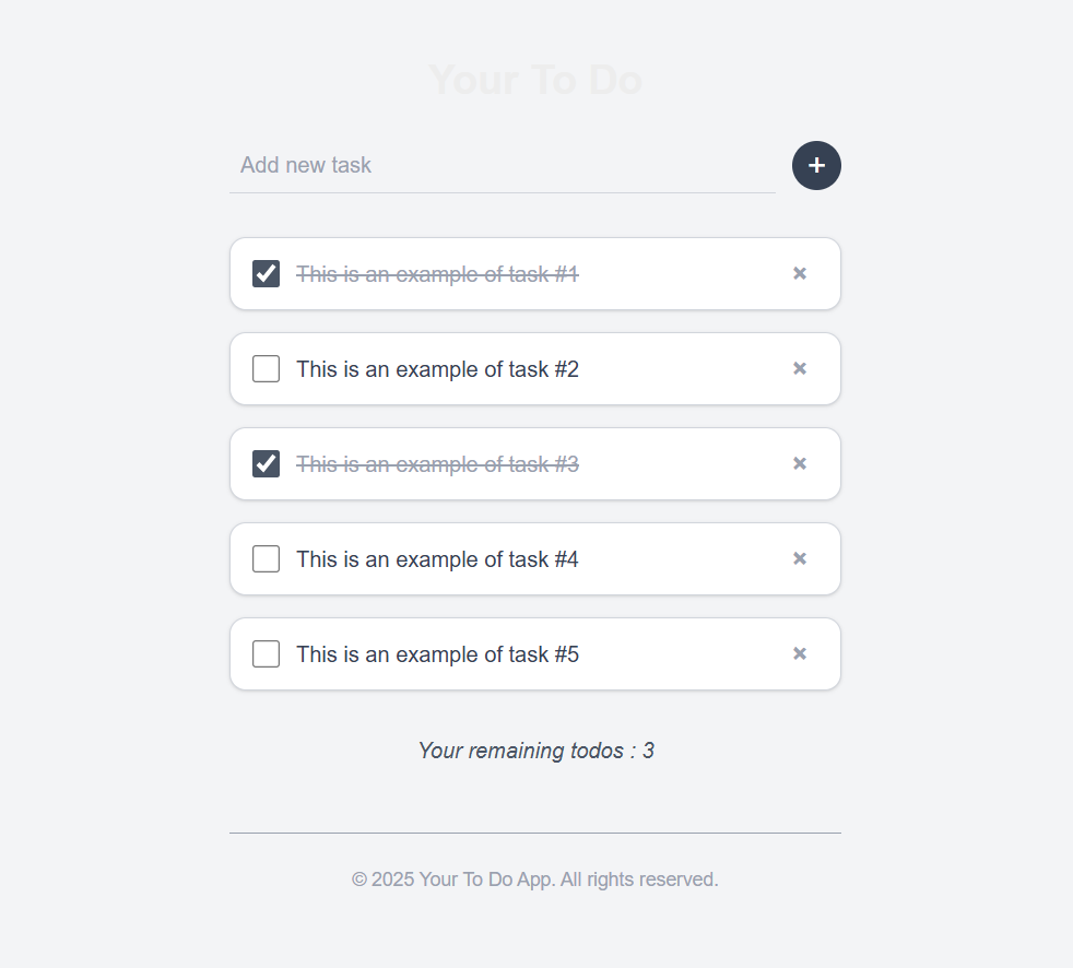 The UI of the completed to-do app generated by Cursor