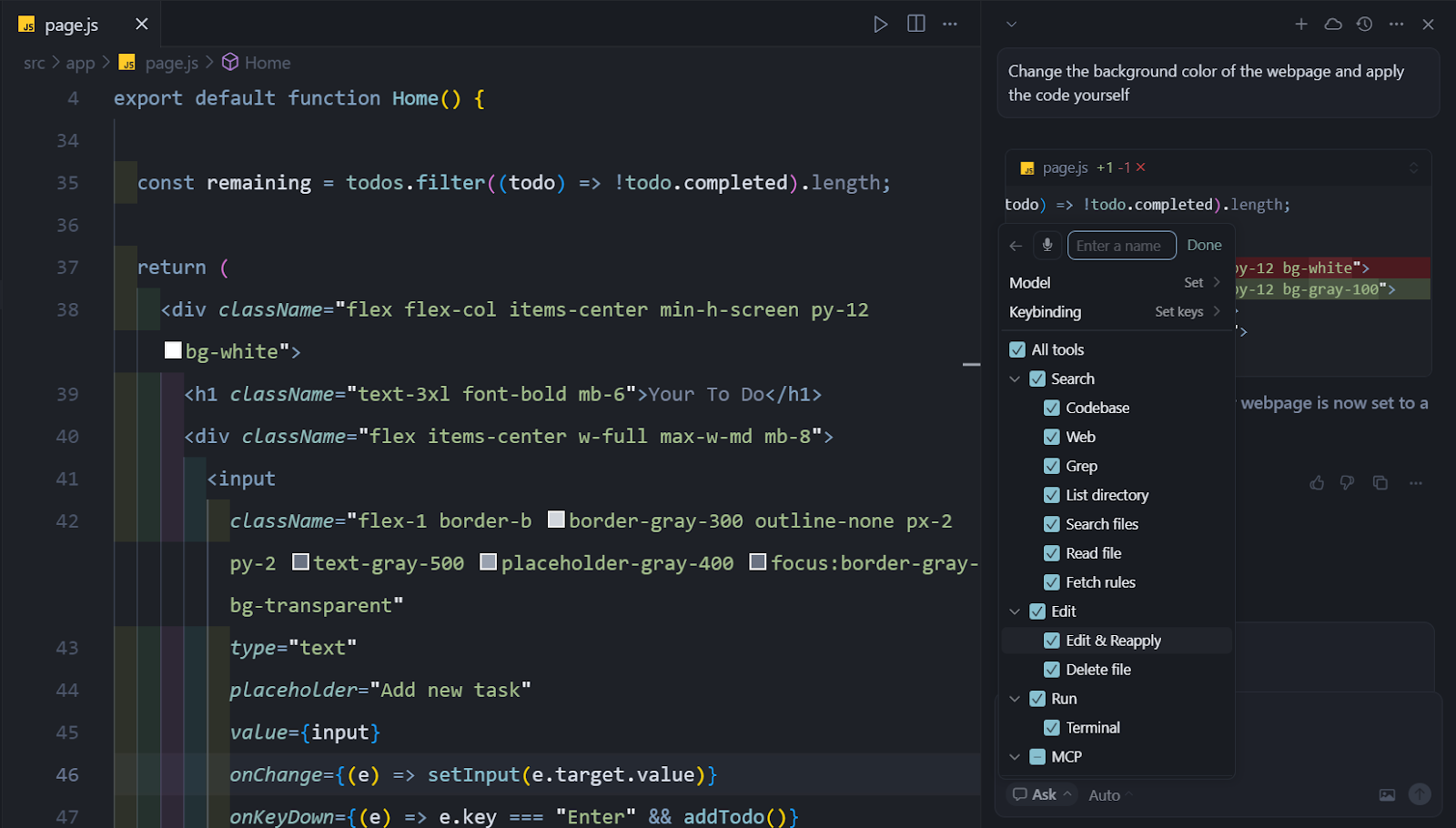 Configuration panel for creating custom modes in Cursor