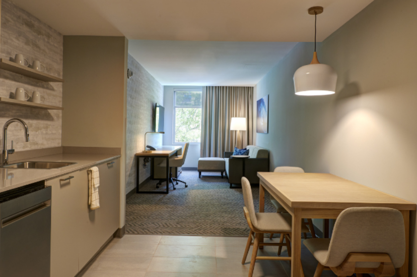 studio-like extended stay room in the Residence Inn