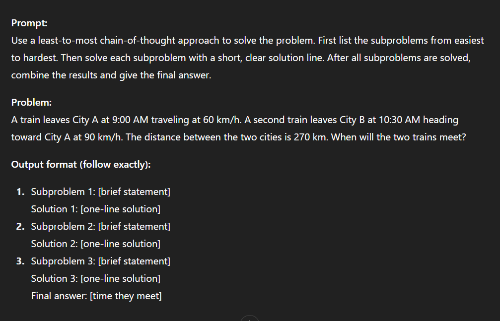 An example of a least-to-most CoT prompt in action