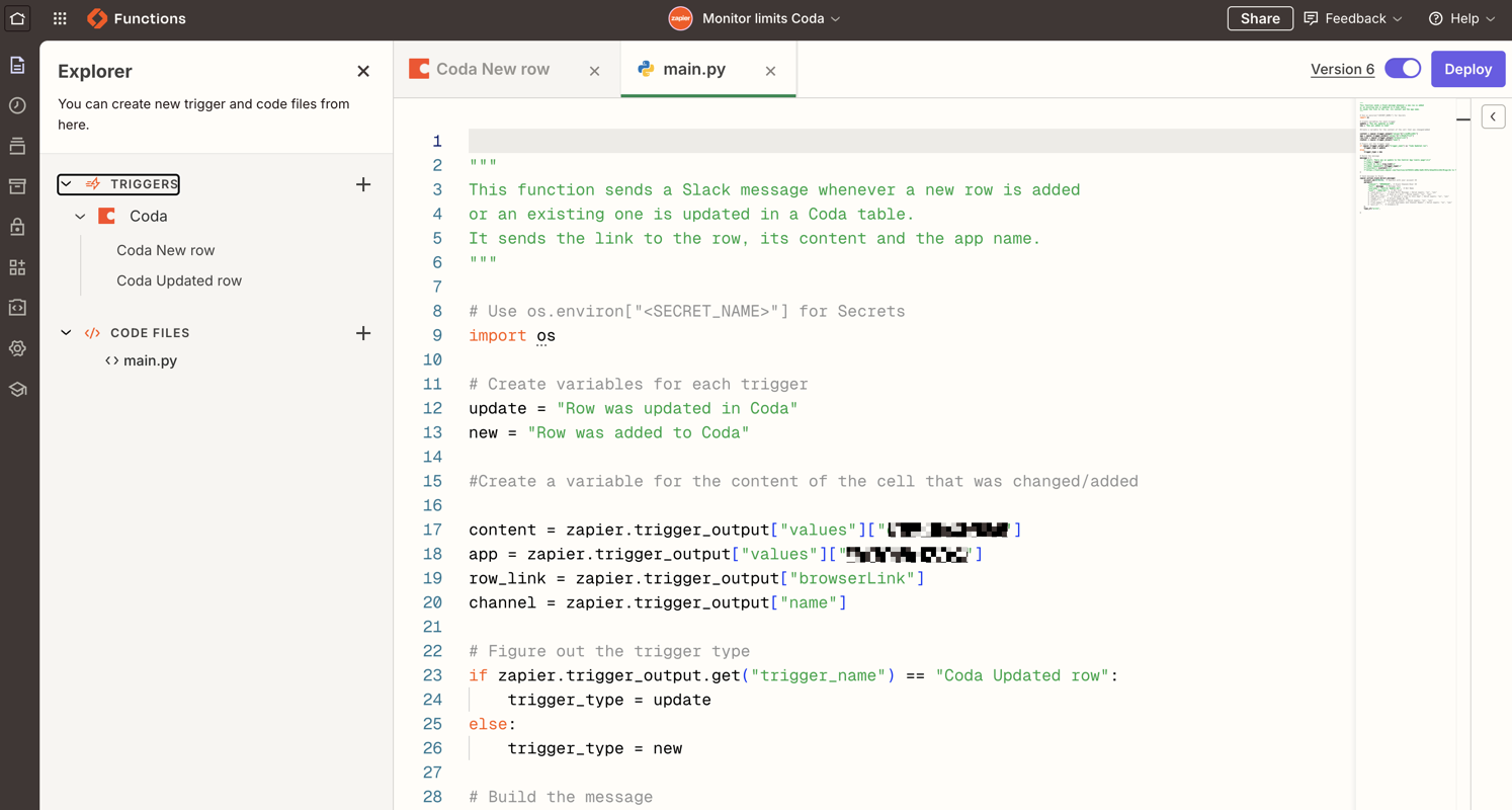 Zapier Functions’ interface