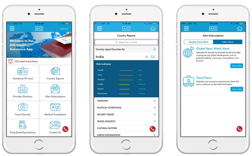 AIG’s travel assistance app