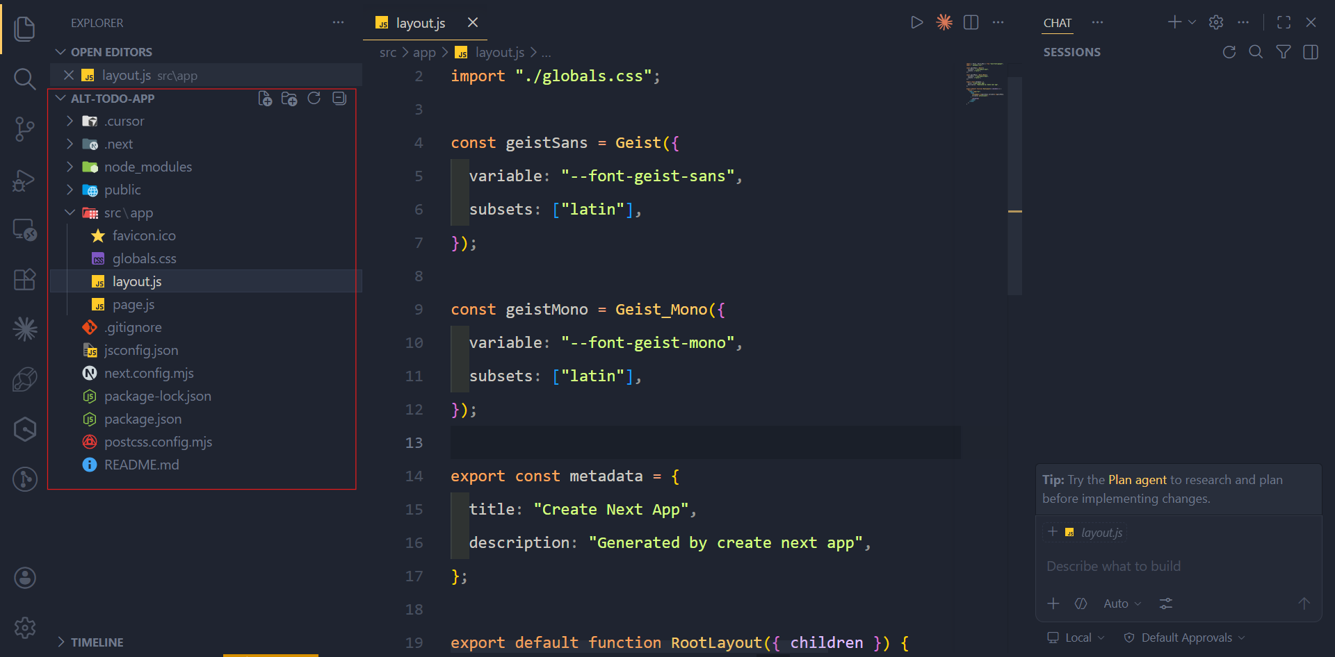 Hierarchical file structure of a codebase on VS Code