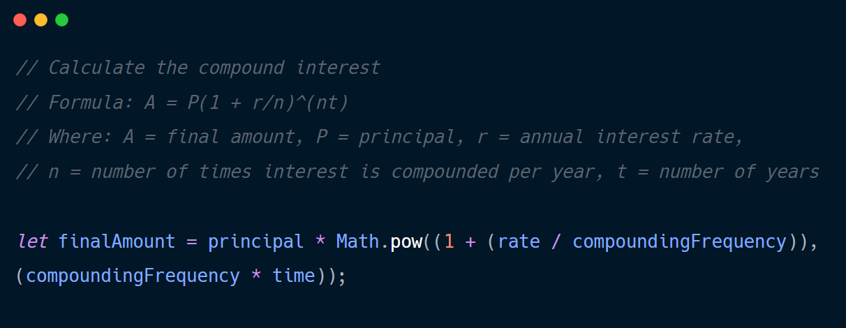 Clear comments added to JavaScript code.