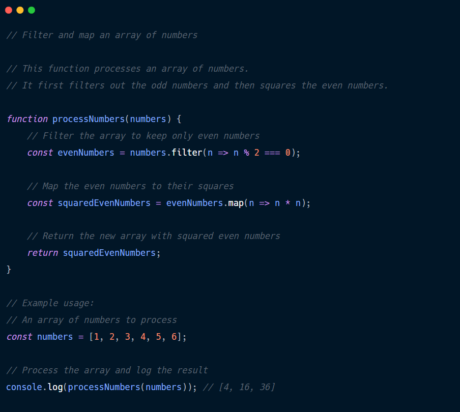 Code documentation for an audience of beginner JavaScript developers.