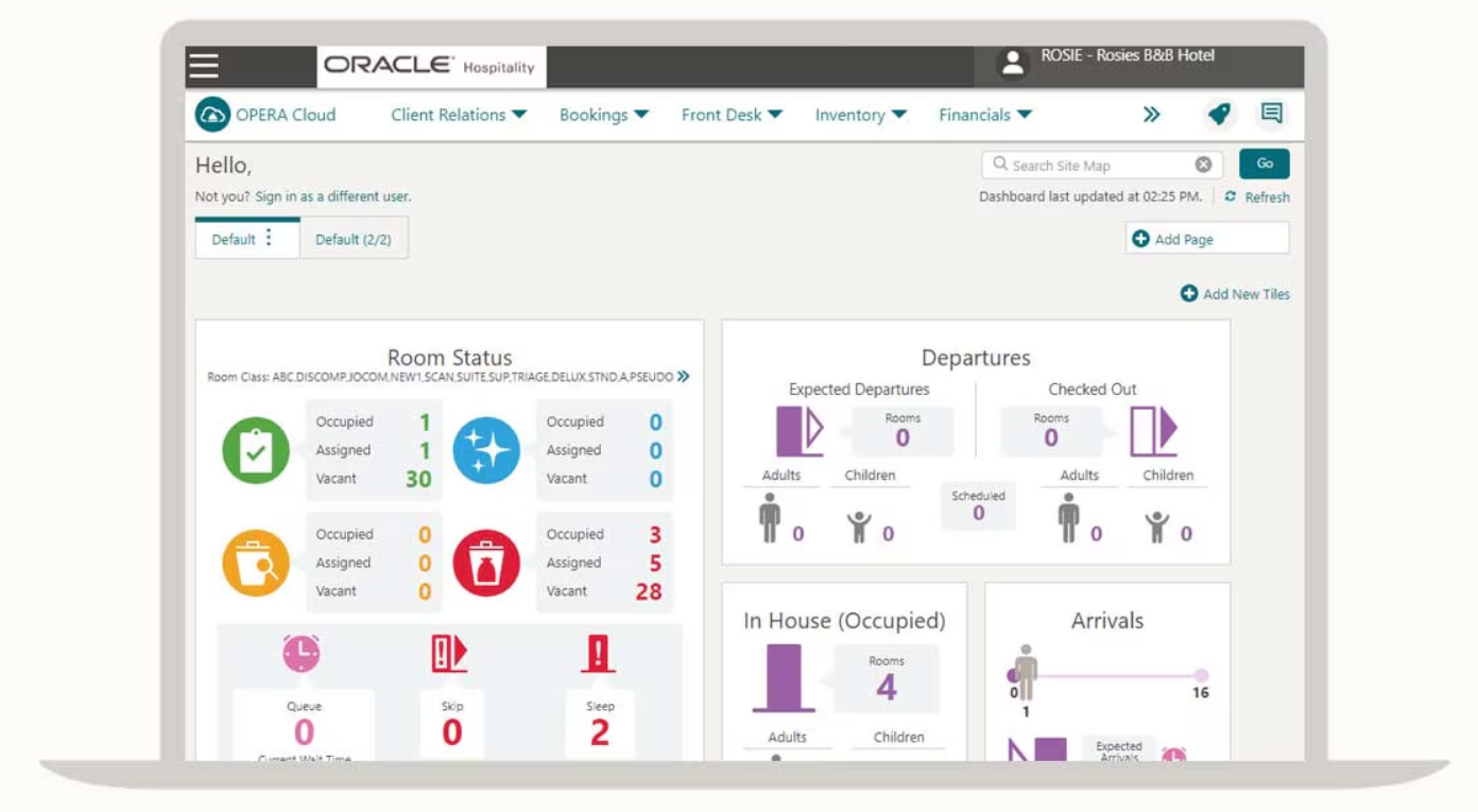 OPERA Cloud dashboard