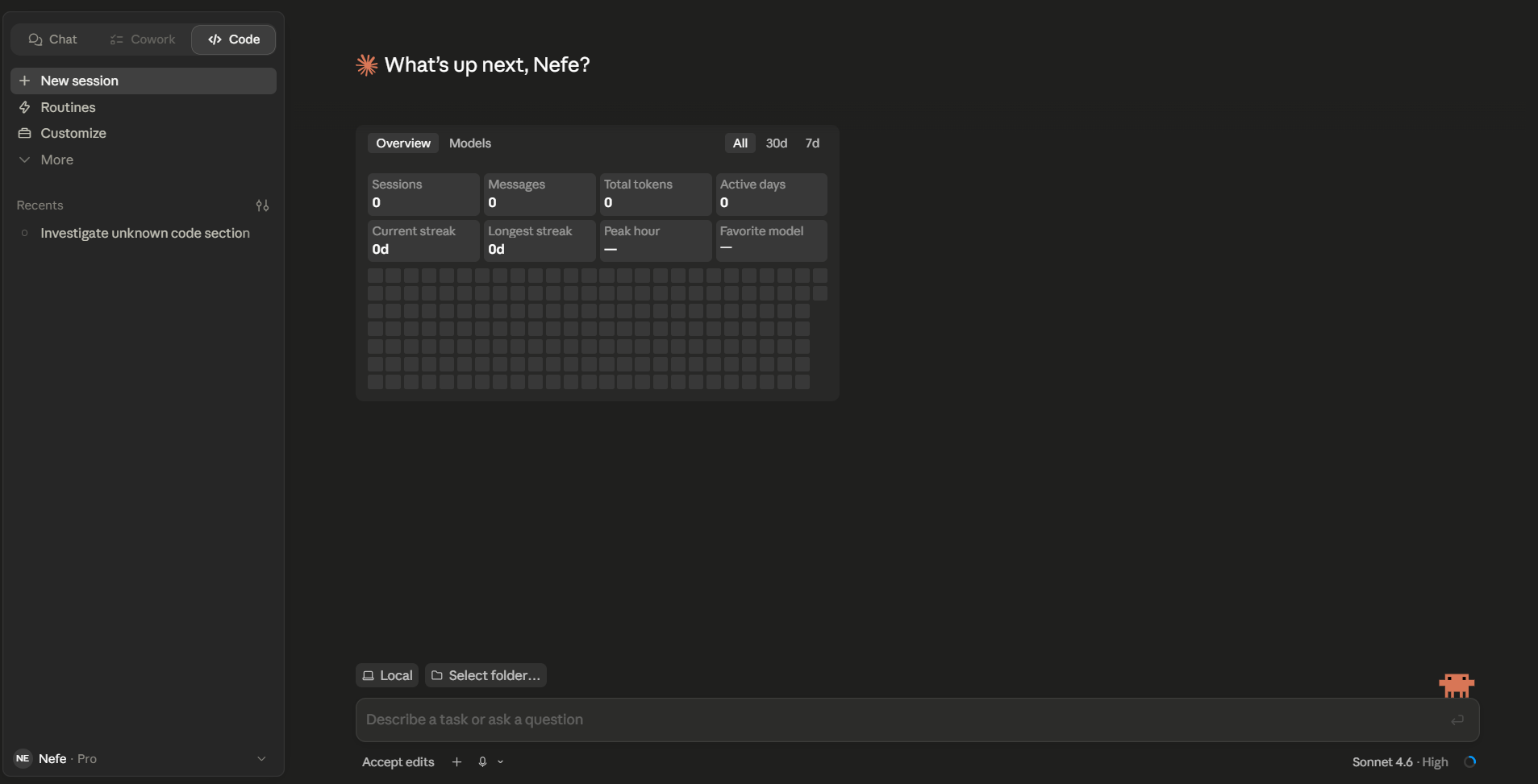 New coding session in Claude Code via the Claude desktop app